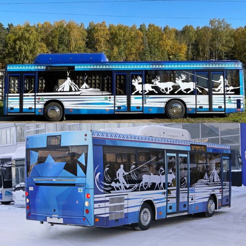 Северный раскрас новых метановых автобусов для Ямала