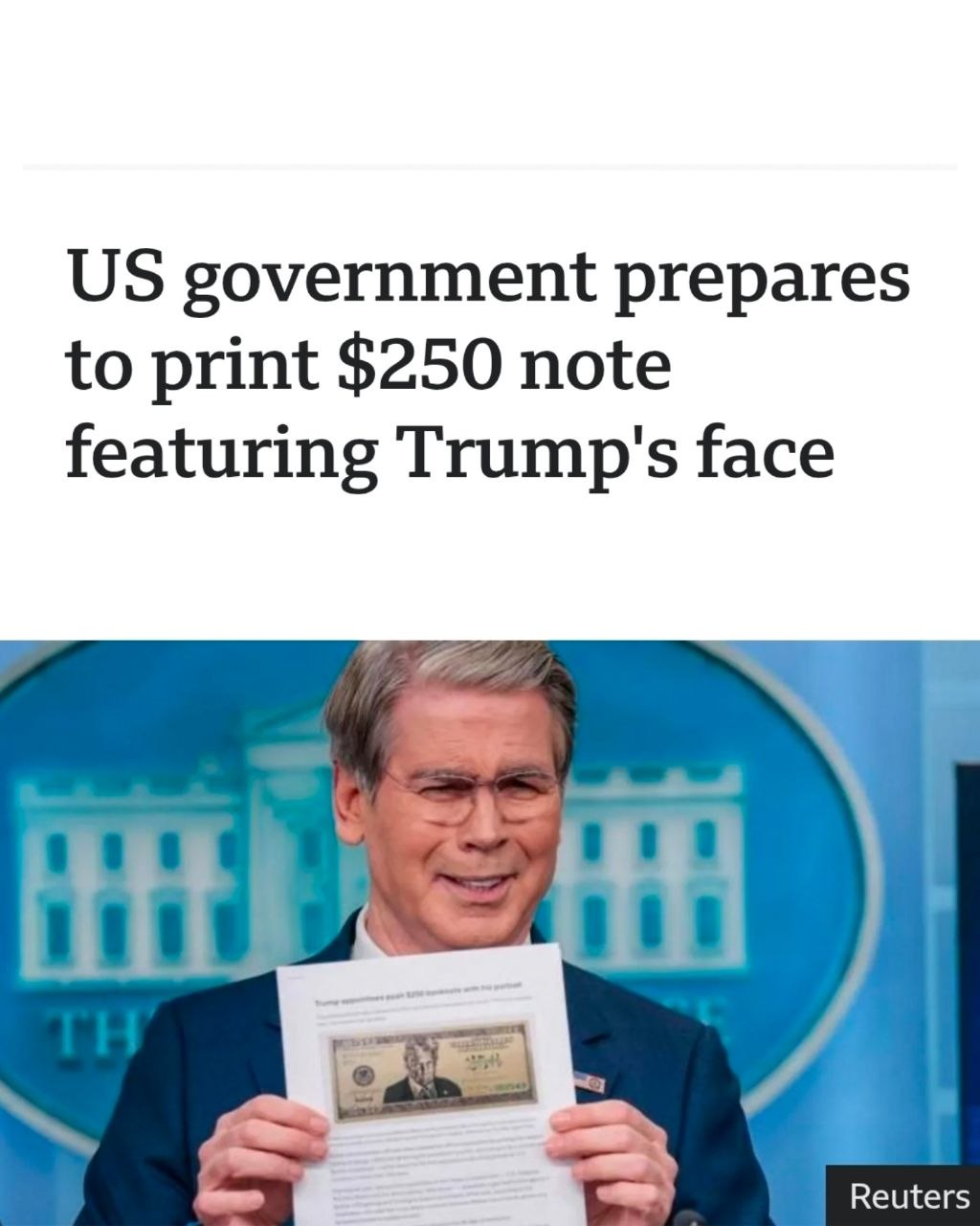 [Photo] US President Donald Trump's administration is preparing to print a new $250 bill  [...]