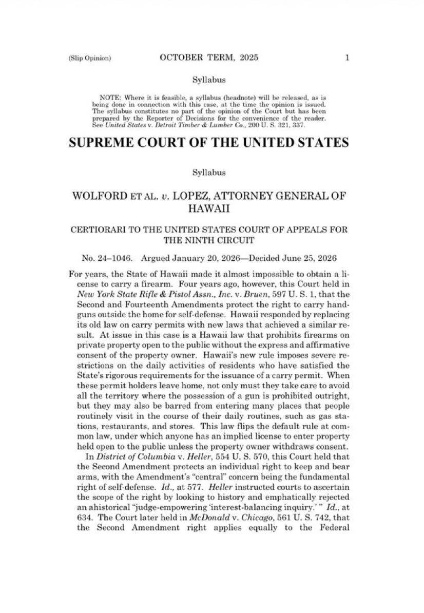 [Photo] BREAKING: Supreme Court finds Hawaii’s “vampire rule” restricting Americans’ ability t [...]