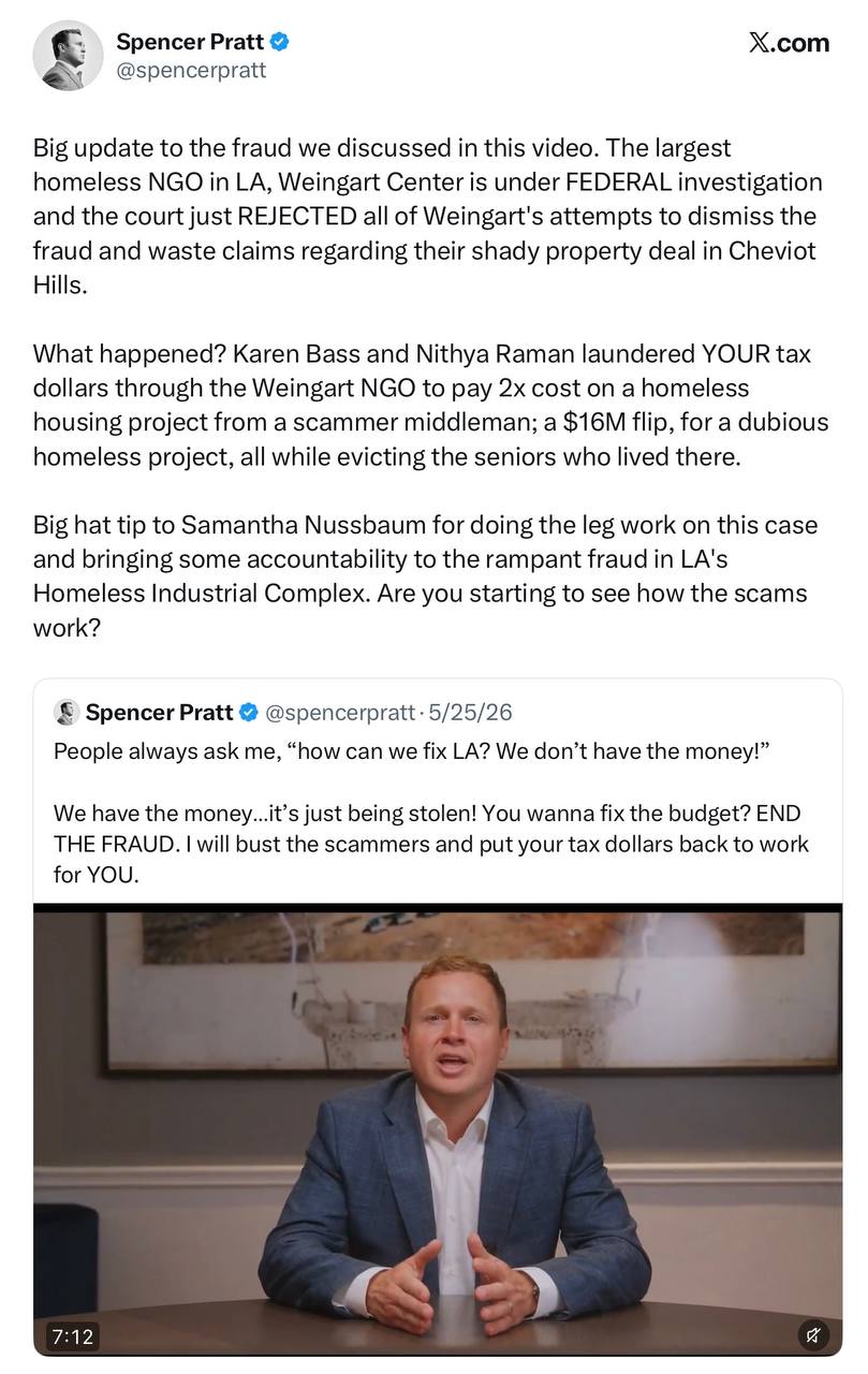 [Photo] Spencer Pratt: Big update to the fraud we discussed in this video.