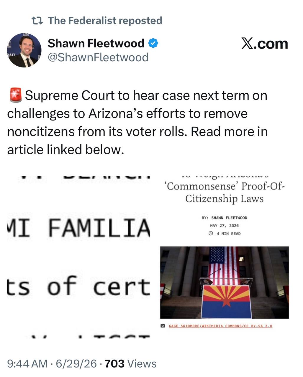 [Photo] 🚨Supreme Court to hear case next term on challenges to Arizona’s efforts to remove no [...]