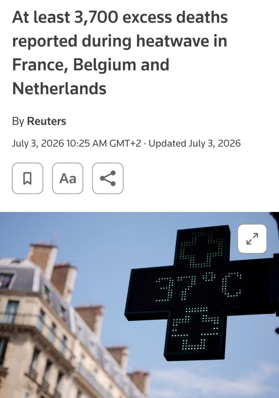 [Photo] 🇪🇺⚡️ — The heatwave in Europe has claimed the lives of 3,700 people, according to Reu [...]