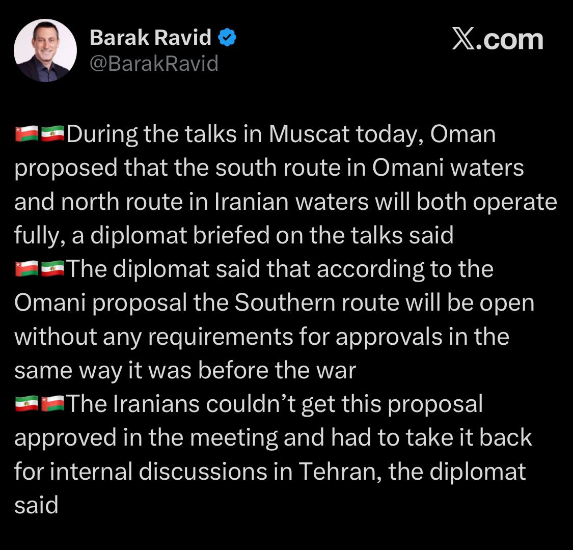 [Photo] 🇴🇲🇺🇸🇮🇷⚡️— During talks in Muscat today, Oman proposed that both the southern route in [...]